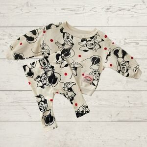Disney Baby Minnie Mouse Sweatshirt And Ribbed Leggings Size 0-3m